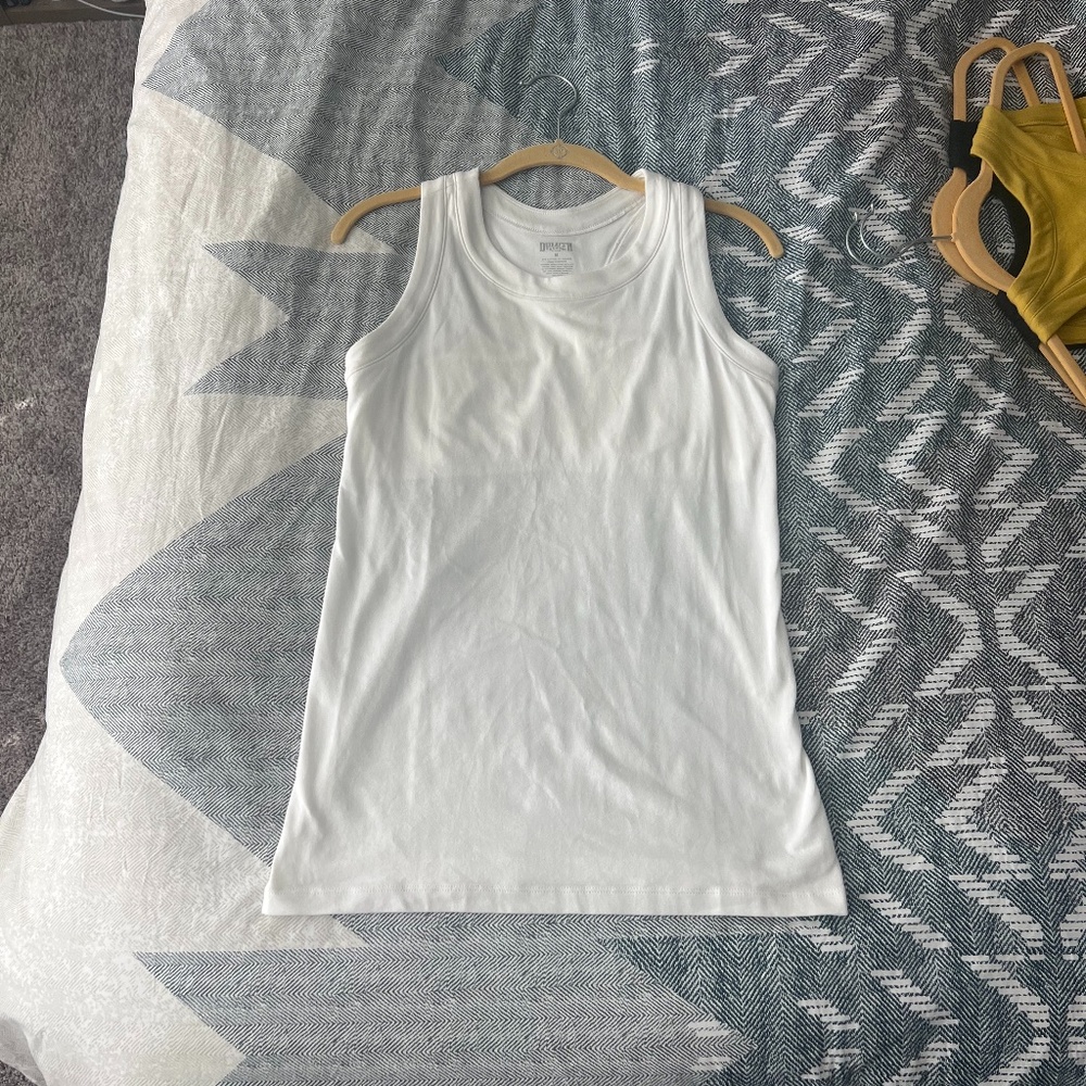 White Racerback Tank with Shelf bra